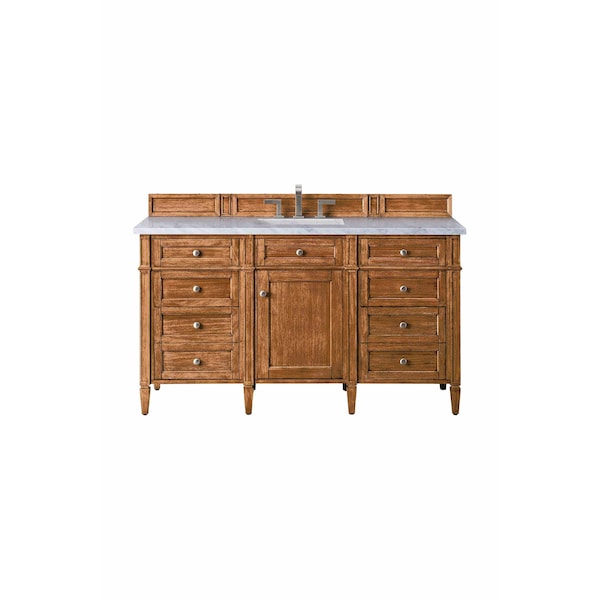 James Martin Vanities Brittany 60in Single Vanity, Saddle Brown w/ 3 CM Arctic Fall Solid Surface Top 650-V60S-SBR-3AF - main